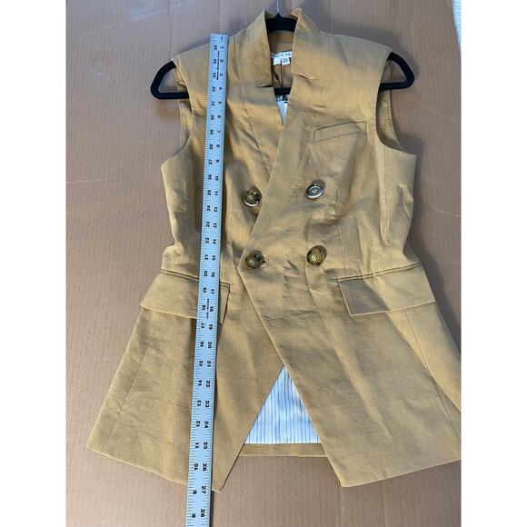 NWT VERONICA BEARD VEST TAN 0 DOUBLE BREASTED MINIMALIST QUIET LUXURY - Picture 15 of 16